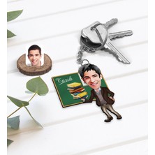 BK Gift Kişiye Özel Erkek Tarih Öğretmeni Karikatürlü Ahşap Anahtarlık-1