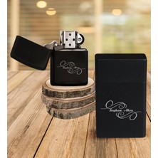 BK Gift Kişiye Özel Isimli Siyah Metal Sigara Tabakası Benzinli Çakmak Seti - 3