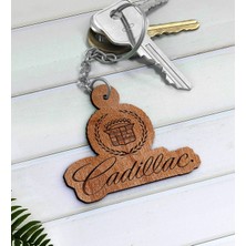 BK Gift Cadillac Logolu Ahşap Anahtarlık-1
