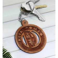 BK Gift Alfa Romeo Logolu Ahşap Anahtarlık-1
