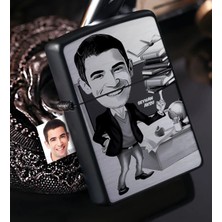 BK Gift Kişiye Özel Bay Öğretmen Karikatürlü Benzinli Siyah Metal Çakmak - 2