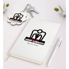 BK Gift Kişiye Özel Okul Müdür Yardımcısı Beyaz Defter Kalem ve Anahtarlık Hediye Seti-1
