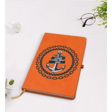 BK Gift Kişiye Özel Çapa Tasarımlı Turuncu Termo Deri Defter Model 2