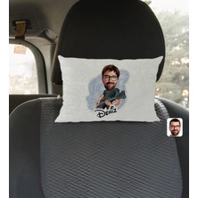 BK Gift Kişiye Özel Isimli Erkek Gitarist Karikatürlü Dikdörtgen Araç Koltuk Yastığı-1