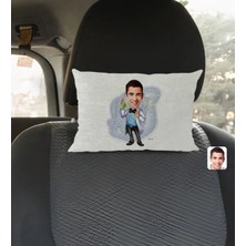 BK Gift Kişiye Özel Erkek Kimya Öğretmeni Karikatürlü Dikdörtgen Araç Koltuk Yastığı-3