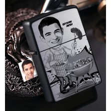 BK Gift Kişiye Özel Bay Mangalcı Karikatürlü Benzinli Siyah Metal Çakmak - 1