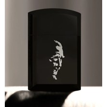BK Gift Kişiye Özel Atatürk Silüet Siyah Metal Çakmak - 1