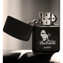 BK Gift Babalar Gününe Özel Aslan Babam Benzinli Siyah Metal Çakmak - 2