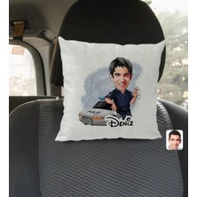 BK Gift Kişiye Özel Isimli Erkek Polis Karikatürlü Kare Araç Koltuk Yastığı-2