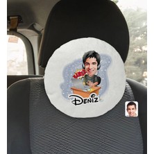 BK Gift Kişiye Özel Isimli Erkek Gamer Karikatürlü Yuvarlak Araç Koltuk Yastığı-1