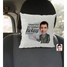 BK Gift Kişiye Özel Isimli Erkek Nihayetinde Karikatürlü Kare Araç Koltuk Yastığı-2