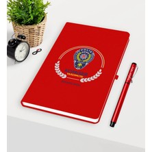 BK Gift Kişiye Özel Komiser Yardımcısı Temalı Kırmızı Defter Kalem Seti - 2