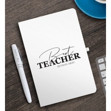 BK Gift Kişiye Özel En Iyi Öğretmen Beyaz Defter ve Kalem Hediye Seti-17