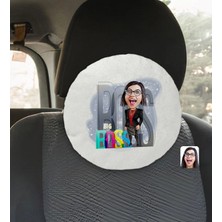 BK Gift Kişiye Özel Kadın Big Boss Karikatürlü Yuvarlak Araç Koltuk Yastığı-1