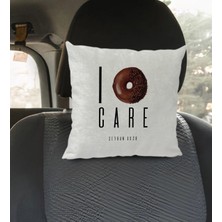 BK Gift Kişiye Özel Isimli Don't Care Tasarımlı Kare Araç Koltuk Yastığı-1