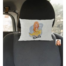 BK Gift Kişiye Özel Isimli Marilyn Monroe Karikatürlü Dikdörtgen Araç Koltuk Yastığı-1