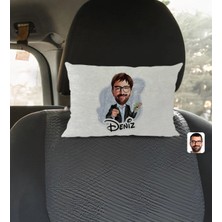 BK Gift Kişiye Özel Isimli Erkek Milyoner Karikatürlü Dikdörtgen Araç Koltuk Yastığı-1