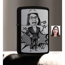 BK Gift Kişiye Özel Bay Mühendis Karikatürlü Benzinli Siyah Metal Çakmak - 1