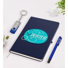 BK Gift Kişiye Özel Doktor Temalı Lacivert Defter Kalem 32GB USB Bellek Hediye Seti-14