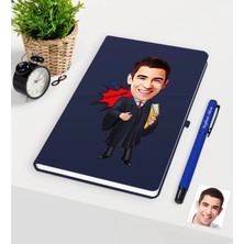 BK Gift Kişiye Özel Bay Avukat Karikatürlü Lacivert Defter Kalem Seti - 1