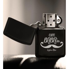 BK Gift Kişiye Özel Aslan Babam Siyah Benzinli Metal Çakmak