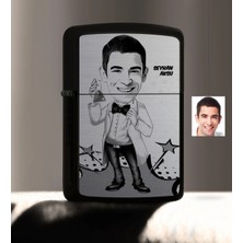 BK Gift Kişiye Özel Bay Kimya Mühendisi Karikatürlü Benzinli Siyah Metal Çakmak - 2
