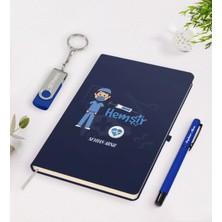 BK Gift Kişiye Özel Hemşir Temalı Lacivert Defter Kalem 32GB USB Bellek Hediye Seti-1