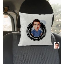 BK Gift Kişiye Özel Isimli Erkek Nihayetinde Karikatürlü Kare Araç Koltuk Yastığı-3