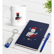 BK Gift Kişiye Özel Hemşire Temalı Lacivert Defter Kalem Kupa 32GB USB Bellek Hediye Seti-3