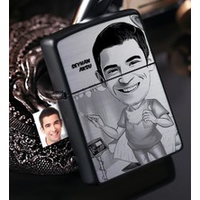 BK Gift Kişiye Özel Bay Cerrah Karikatürlü Benzinli Siyah Metal Çakmak - 1