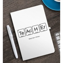 BK Gift Kişiye Özel Öğretmen Beyaz Defter ve Kalem Hediye Seti-3