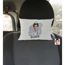 BK Gift Kişiye Özel Isimli Erkek Diş Hekimi Karikatürlü Dikdörtgen Araç Koltuk Yastığı-3