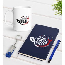 BK Gift Kişiye Özel Doktor Temalı Lacivert Defter Kalem Kupa 32GB USB Bellek Hediye Seti-10