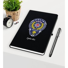BK Gift Kişiye Özel Polis Temalı Siyah Defter Kalem Seti - 2