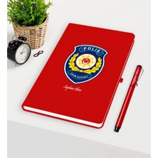 BK Gift Kişiye Özel Polis Çevik Kuvvet Temalı Kırmızı Defter Kalem Seti