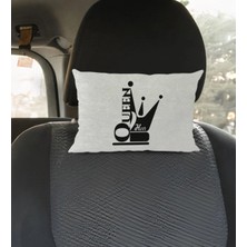 BK Gift Kişiye Özel Isimli Queen Tasarımlı Dikdörtgen Araç Koltuk Yastığı-1