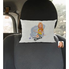 BK Gift Kişiye Özel Isimli Kadın Karikatürlü Dikdörtgen Araç Koltuk Yastığı-42