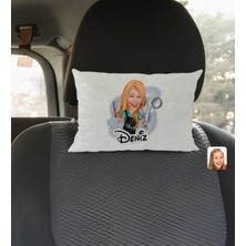 BK Gift Kişiye Özel Isimli Kadın Kuaför Karikatürlü Dikdörtgen Araç Koltuk Yastığı-1