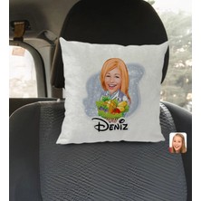 BK Gift Kişiye Özel Isimli Kadın Diyetisyen Karikatürlü Kare Araç Koltuk Yastığı-1