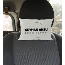 BK Gift Kişiye Özel Isimli Coffe Company Tasarımlı Dikdörtgen Araç Koltuk Yastığı-1