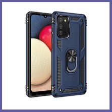 Nida Samsung Galaxy A03S Uyumlu Kılıf Sofya Yüzüklü Silikon Kapak - Lacivert Nıda