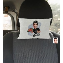 BK Gift Kişiye Özel Isimli Erkek Kasap Karikatürlü Dikdörtgen Araç Koltuk Yastığı-2