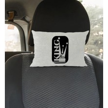 BK Gift Kişiye Özel Isimli King Tasarımlı Dikdörtgen Araç Koltuk Yastığı-1