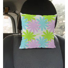 BK Gift Kişiye Özel Isimli Çiçek Desenli Kare Araç Koltuk Yastığı-3