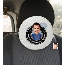 BK Gift Kişiye Özel Isimli Erkek Kolay Yetişmiyor Karikatürlü Yuvarlak Araç Koltuk Yastığı-3