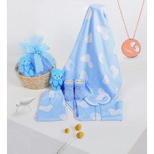 BK Gift Kişiye Özel Isimli El Ayak Izi Rose Kolye ve Hoş Geldin Erkek Bebek Hediye Seti