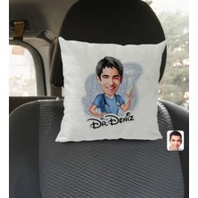 BK Gift Kişiye Özel Isimli Erkek Doktor Karikatürlü Kare Araç Koltuk Yastığı-3