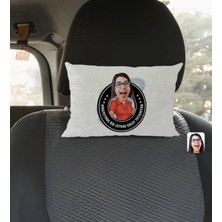 BK Gift Kişiye Özel Isimli Kadın Nihayetinde Karikatürlü Dikdörtgen Araç Koltuk Yastığı-3