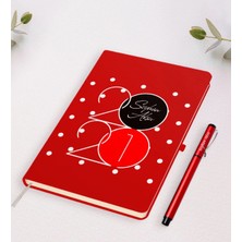 BK Gift Kişiye Özel Yılbaşı 2023 Temalı Kırmızı Defter Kalem Seti