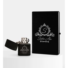 BK Gift Kişiye Özel Isimli Siyah Defter ve Benzinli Çakmak Seti - 11